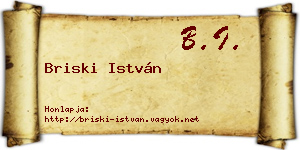 Briski István névjegykártya